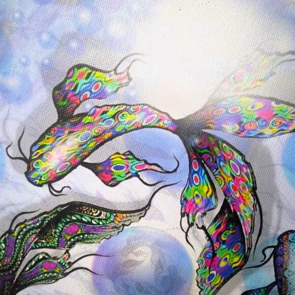 Koi Fish Bubble Circle Art Cotton Giclee Canvas Wrap Limited Edition - Picture 5 of 7